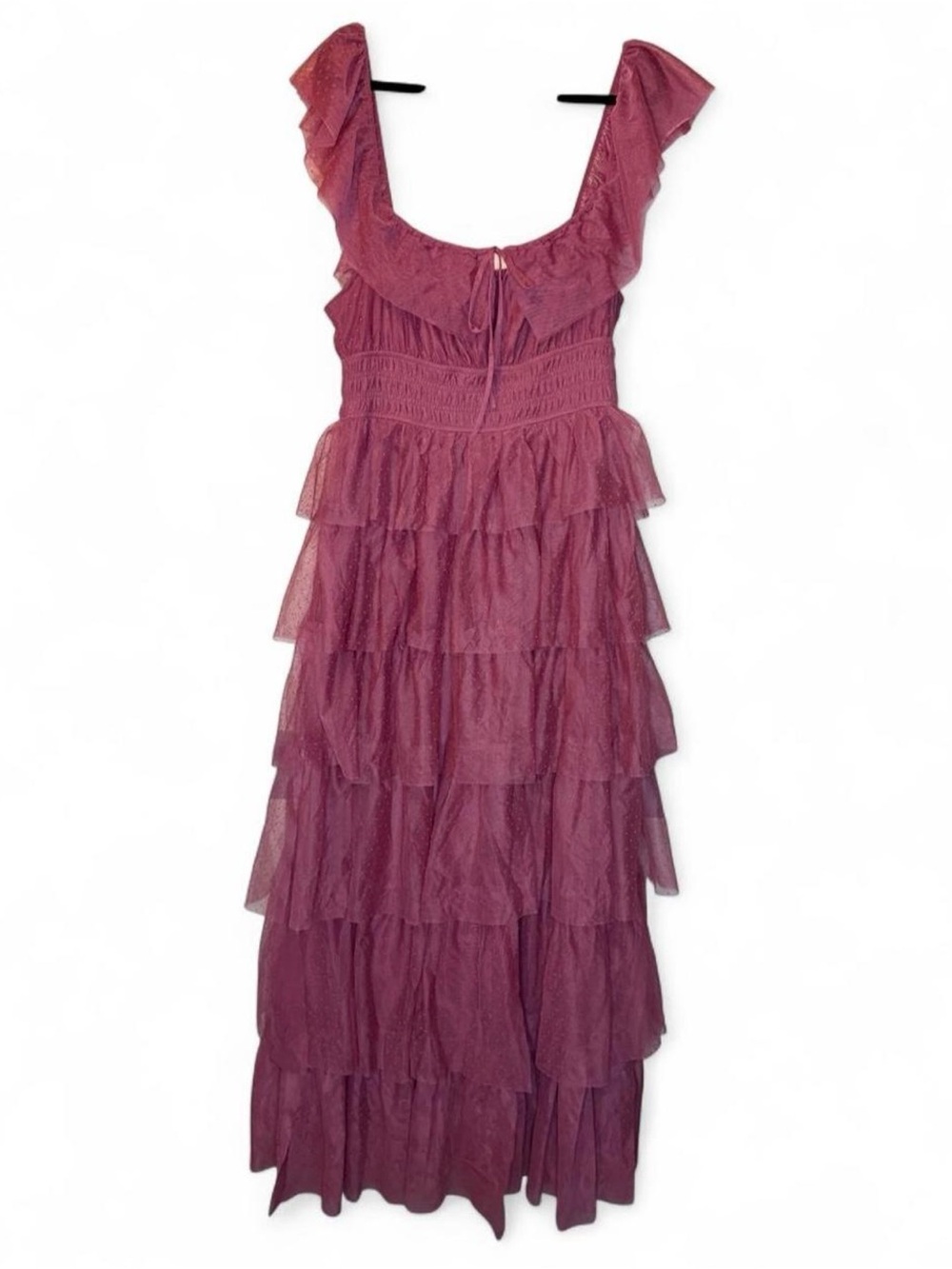 Francesca’s Mi Ami Rose Tiered Tulle Maxi Dress XL NWT